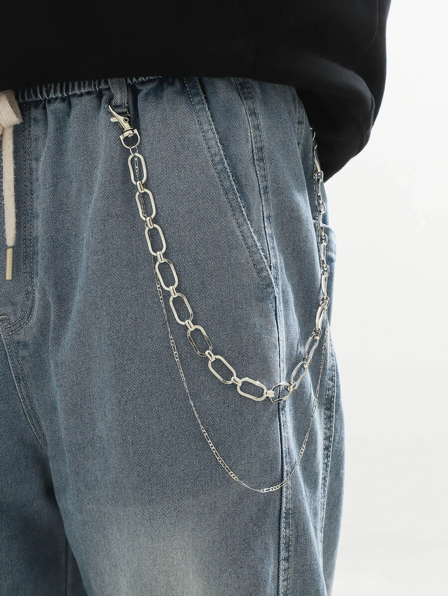 1pc Men Minimalist Layered Fashionable Trouser Chain For Pants Decoration - Silver - View 1