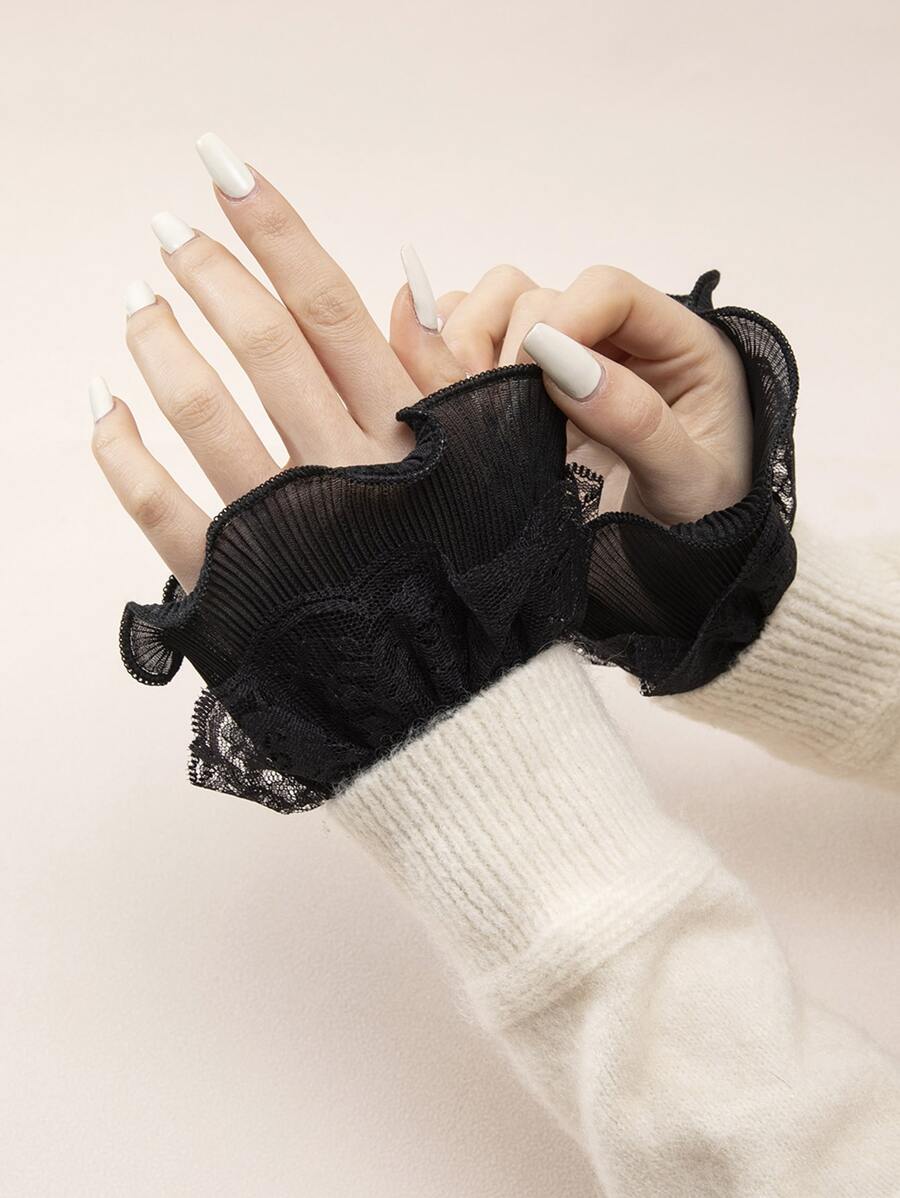 1pair Ladies' Fabric Bell Sleeves Decorative False Cuffs For Travel Decoration - Black - View 1