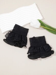 1pair Ladies' Fabric Bell Sleeves Decorative False Cuffs For Travel Decoration - Black - View 3