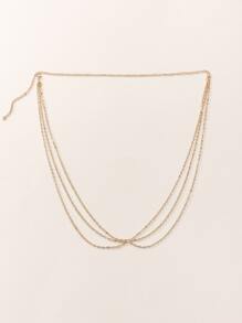 1 Thắt lưng dây chuyền kim loại nhiều lớp dành cho nữ để đeo hàng ngày, tiệc tùng, sinh nhật - Vàng - Xem 3