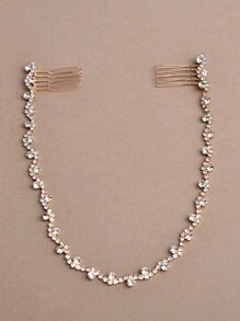 1 Nữ Kim Cương Giả Trang Trí Quyến Rũ Tóc Cô Dâu Cho Tiệc Cưới - Vàng - Xem 2