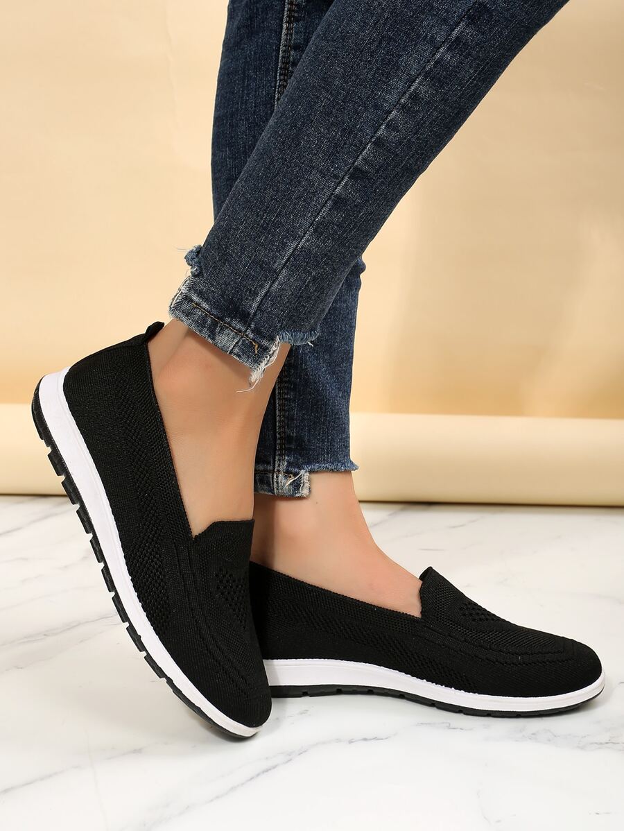 女士休闲百搭舒适极简跑步鞋 - 黑色 - 查看 1