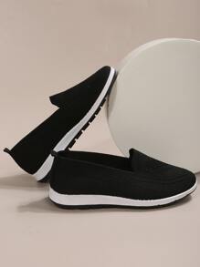 女士休闲百搭舒适极简跑步鞋 - 黑色 - 查看 3