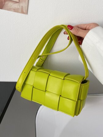 Mini borsa a tracolla intrecciata per donne, stile popolare per l'estate, colore verde, mini borsa porta cellulare intrecciata multifunzionale colorata, ideale per l'uso quotidiano