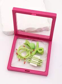 8入組女士打結細節休閒頭髮適用於日常 - 綠色 - 查看 1