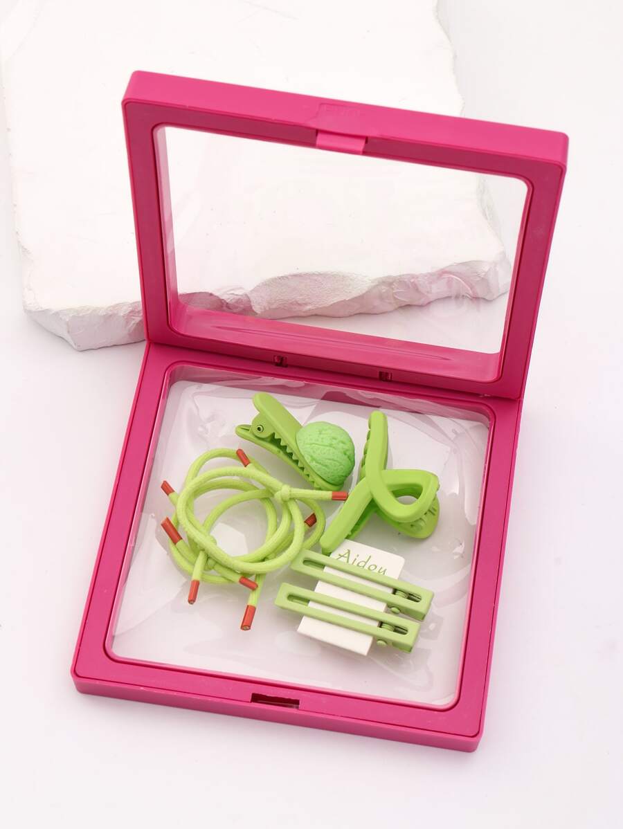 8入組女士打結細節休閒頭髮適用於日常 - 綠色 - 查看 1