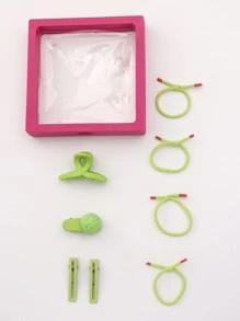 8入組女士打結細節休閒頭髮適用於日常 - 綠色 - 查看 4