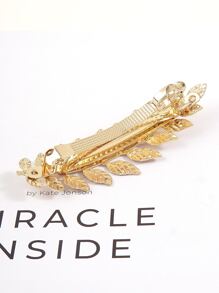 1个金属叶子形状发夹，女士时尚金色/银色弹簧夹发卡，波西米亚风发饰，学生用品