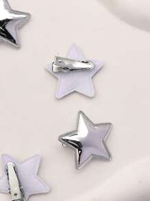 10个装女士星星装饰休闲发夹，适用于街头风、Y2K风格、发饰、发卡、头饰、发夹 - 銀色 - 查看 4