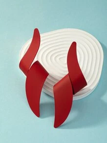 1對時尚漩渦耳釘女式日常裝飾 - 紅色 - 查看 2