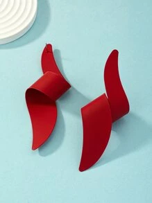 1對時尚漩渦耳釘女式日常裝飾 - 紅色 - 查看 3