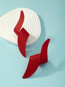 1對時尚漩渦耳釘女式日常裝飾 - 紅色 - 查看 5