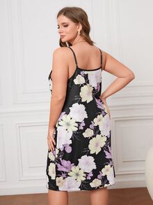 Plus Floral Print Cami Nightdress - Multicolor - View 2