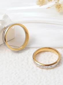 2 cái/bộ Nhẫn Đồ Họa Chữ Cái Thời Trang Cho Phụ Nữ Làm Quà Tặng - Vàng - Xem 2