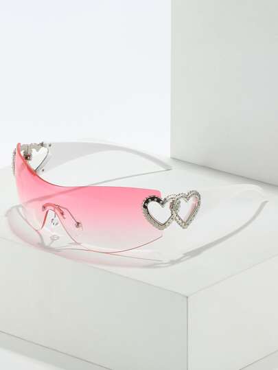 1pc Plastic Frameless Heart Shaped Fashion Decorative Fashion Glasses For Summer Beach Vacation,Outdoor,Travel