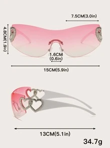1 pieza Gafas de moda con forma de corazón sin marco de plástico decorativas para el verano, la playa, actividades al aire libre y viajes - Rosa Pálido - Ver 3