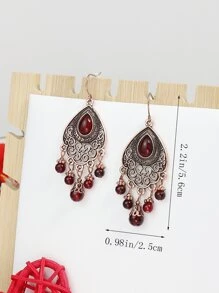 TopHanqi 1pair Vintage Bead Tassel Drop Earrings For Women For Daily Decoration