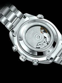 1pc Men Silver Zinc Alloy Strap Fashion Round Dial Mechanical Watch, For Daily Decoration - Silver - View 2