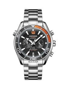 1pc Men Silver Zinc Alloy Strap Fashion Round Dial Mechanical Watch, For Daily Decoration - Silver - View 4