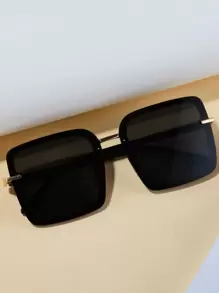 1pc Unisex Fashionable Square Retro Fashion Glasses, Versatile Classic Business Gifts, Suitable For Shading, Outdoor, Cycling, Stage Performance, Party, Wedding For Summer Beach Vacation,Outdoor,Travel - Black - View 3