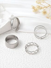 4pcs/set Fashion Stainless Steel Minimalist Ring For Women For Daily Decoration