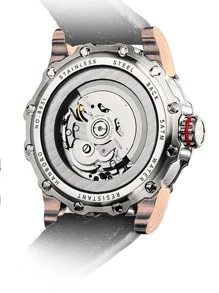 Men Hollow Out Mechanical Watch - Black - View 2