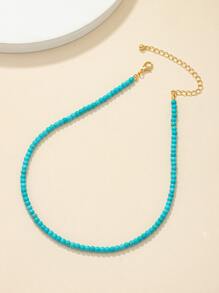 vòng cổ trang trí đính đá thời trang cho nữ để trang trí hàng ngày - Màu ngọc lam - Xem 4