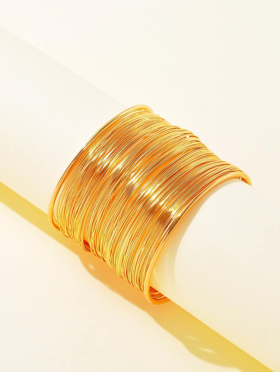 極簡素色手鐲 - 金黃色 - 查看 1