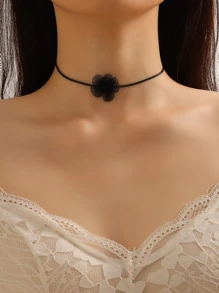 1pc Fashion Flower Decor Tattoo Choker For Women For Daily Decoration Valentines,Mom,Mother,Mother's Day,Gift