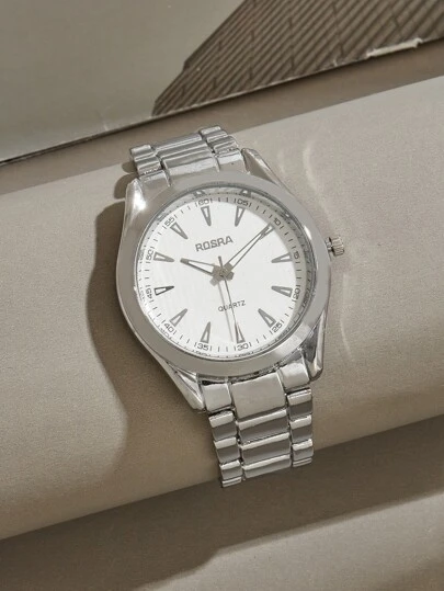 男士圓形指針石英手錶，作為父親節禮物