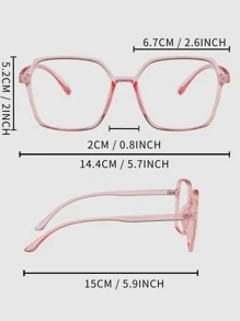 1 Cặp Kính Mắt Gọng Hình Học Cho Nữ Cho Cuộc Sống Hàng Ngày - Màu Hồng baby - Xem 4