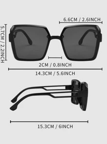 1 cặp kính thời trang gọng hình học khoét rỗng cho phụ nữ dùng trong cuộc sống hàng ngày - Màu xám đen - Xem 6