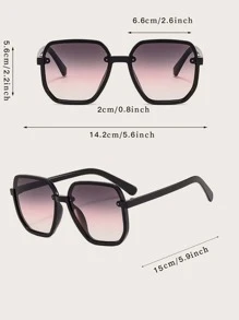 1 chiếc kính thời trang gọng vuông bằng nhựa PC dành cho nữ, thích hợp cho kỳ nghỉ hè ở bãi biển, hoạt động ngoài trời và du lịch. - màu đen - Xem 6