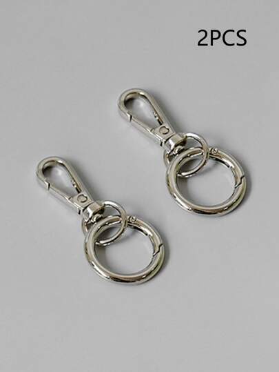 2 件装新款时尚女士包装饰金属电镀配件奢华手工圆形钥匙扣钩扣学校用品教师礼物返校教师配件登山扣