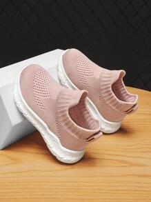 Chicas Zapatillas deportivas slip on minimalista de tela - Rosa vieja - Ver 2