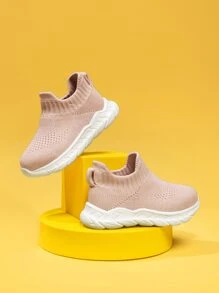 Chicas Zapatillas deportivas slip on minimalista de tela - Rosa vieja - Ver 3