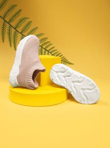 Chicas Zapatillas deportivas slip on minimalista de tela - Rosa vieja - Ver 4