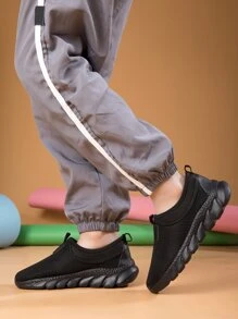 男孩織物一腳蹬運動鞋黑色