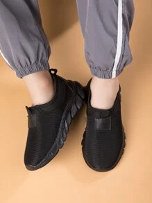 男孩織物一腳蹬運動鞋黑色