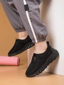 男孩織物一腳蹬運動鞋黑色