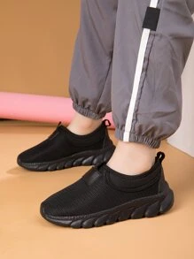 男孩織物一腳蹬運動鞋黑色