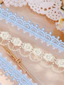 PAPERMOER 1卷蕾絲圖案美紋紙膠帶用於DIY工藝裝飾複古多用途和紙膠帶 - 杏色 - 查看 3