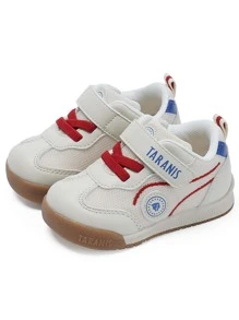 TARANIS Kids Letter Detail Striped Pattern Running Shoes, Fabric Lace-up Design Sneakers - Multicolor - View 1