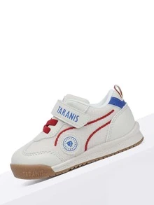 TARANIS Kids Letter Detail Striped Pattern Running Shoes, Fabric Lace-up Design Sneakers - Multicolor - View 5