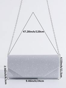 聚會用閃粉手拿包 - 銀色 - 查看 3