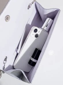 聚會用閃粉手拿包 - 銀色 - 查看 4