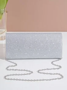 聚會用閃粉手拿包 - 銀色 - 查看 8