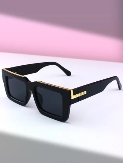 1對男女適用的方框時尚太陽眼鏡，優雅適用於日常生活