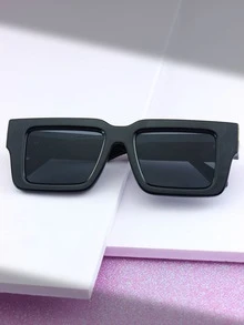 1對男女適用的方框時尚太陽眼鏡，優雅適用於日常生活 - 黑色 - 查看 2