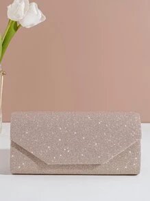 小信封包金屬亮絲設計鏈條帶適用於舞會 - 香檳色 - 查看 6